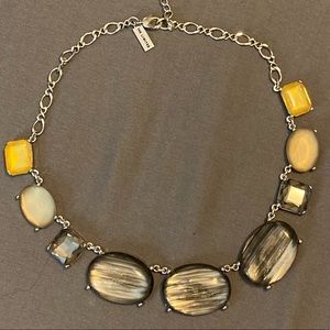 EUC The Limited Big Acrylic Cabochon Necklace Silver Tone